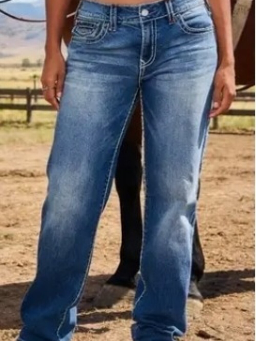 Low Rise, Straight Wide Leg Jeans